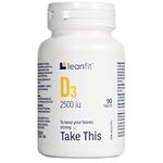 LEANFIT® Vitamin D3 2500 IU Extra Strength, 90 Tablets - To Keep Your Bones Strong, Take This - Helps Prevent Vitamin D Deficiency - Sugar-Free, Non-GMO, Gluten-Free