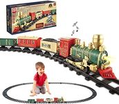 JUQU Electric Train Set Toy-Classical Christmas Train Sets-Toddlers Train Toys-Battery-Powered Locomotive Engine with Sound and Lights, 3 Cars &10 Tracks,Kids Gift for Age 3 4 5 6 Years Old Boys Grils