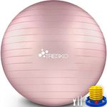 TRESKO® Exercise Ball | 55-85cm Gym Ball with Pump | Anti-Burst & Extra Thick Exercise Ball | Birthing Ball for Yoga, Pilates, Fitness (Rose Gold, 75cm)