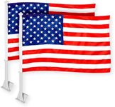 G128 2 Pack: American USA Car Flag | 11x17 In | Double LiteWeave Pro Series Double Sided Printed 150D Polyester | Flagpole Included | Perfect for Festival Celebrations, Parades