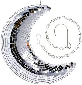 Valentines-Day Gift Disco Ball Moon-Shaped - Disco Balls Decor for Party,Room,Home,Bar,Hanging Disco Decor Retro-Reflective Disco Ball Lights Funky Home Decor(8 inch)