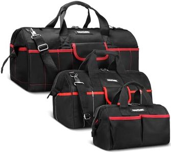 HAUTMEC 3PCS 1680D Tool Bags Set, Heavy Duty Tool Bag with Large Capacity and Waterproof Base,12-inch Small Tool Bag,18-inch Medium Toolbag,24-inch Large Tool Storage Bag for Construction HT0297