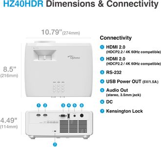 Optoma HZ40HDR Laser Home Theater Projector – 4K HDR Compatible