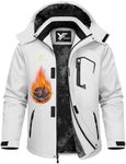 Men Winter Jacket Work Coat Waterproof Windbreaker Heavy Soft Shell Heat Warm Thermal Insulated Ski Snow Snowboard Snowmobile Casual Outdoor Cold Weather Flight Bomber Pilot Workwear White