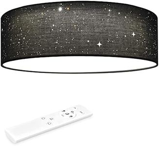 Navaris Plafoniera LED Soffitto 22W Rotonda Ø 40cm - Lampadario LED Dimmerabile - con Telecomando e Cambio Temperatura Colore - Design Effetto Stellato - Tessuto Grigio Scuro