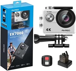 AKASO EK7000 4K30FPS 20MP WiFi Action Camera with EIS Ultra HD Underwater Camera 131FT Waterproof Camera Remote Control 4X Zoom Support External Microphone Silver