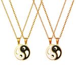 JewelryWe 2PCS Matching Couples Friendship Best Friends Yin Yang Pendant Necklaces Set,18 and 22 inch Chain for Valentine’s Day