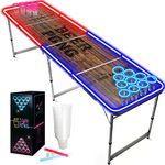 Beer Pong Official Full Set | Light Kit | 1 Table with LEDS + 22 American Cups + 24 Fluo Sticks + 2 Luminous Balls | Complete Pack | Premium Quality | Scratchproof | Party | OriginalCup®