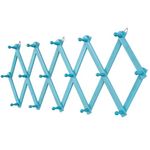 SCUNDA Beachy Coastal Wall Rack with 16 Hanging Hooks, Beach Decorations for Home, Nautical Style Wall Mounted Wood Coat Rack(Rustic Blue)