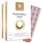 Healthspan Multivitamin Gold (180 Tablets) | A-Z Formulation | Wellbeing & Immune Support | Algal Source Vitamin D3 | Vitamins A, B, C, D, E & K | Calcium, Iron, Magnesium, Selenium & Zinc | Vegan