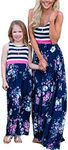 Mommy and Me Dresses Casual Floral Family Outfits Summer Matching Maxi Dress (Blue, Mom-12)