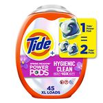 Tide Spring Meadow Power PODS, 45 XL counts, 10X Heavy Duty Hygienic Clean, Dirt Remover