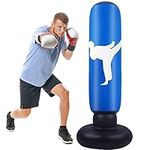 Leohome Kids Punch Bag, 63 Inch Boxing Punch Bag for Kids Boys and Girls Inflatable Punching Bag for karate, MMA and to Relieve Pent Up Energy, Blue