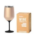 Huski Wine Tumbler 2.0 | New | Premium Stainless Steel Wine Glass with Lid | Go Stemmed or Stemless with Detachable Stem | Triple Insulated Tumbler | 355ml Capacity | Great Gift (Champagne)