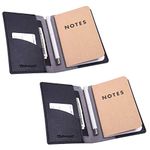 Wisdompro Journal Cover, 2 Pack PU Leather Cover for Field Notes, or Other 3.5" x 5.5" Notebooks/Passport Holder - Black