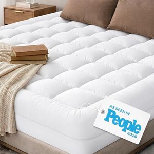 Cloud-Like Full Size Mattress Topper - 100% Cotton Top Mattress Pad for Back Pain Relief - Breathable & Naturally Cooling for Hot Sleepers