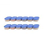 SIMPARTE Modular Containers Oval with Plain Lid Set for Kitchen Storage, Plastic Containers, Rice, Dal,Atta, Flour, Cereals, Pulses, Snacks, Stackable, 535 ML Set of 12 - Blue Lids