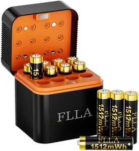 Flla Rechargeable AAA Lithium Batteries, 12 Pack 1.5V 1512mWh Triple A Batteries with 12 Slot USB-C Fast Charger Case, 2000+ Cycles for TV Remotes, Blink Cameras, Home Electronics