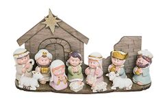 Transpac Cuties Natural 11 x 6 Resin Stone Christmas Nativity Figurines Set of 12