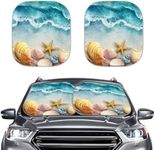 Coldinair Beach Starfish Shell Windshield Sun Shade for SUV Truck Van Sedans Pink Car Sunshade Front Window Auto Sun Visor Automotive Car Interior Accessories Sun Protection,Windshield Cover Sun Shade