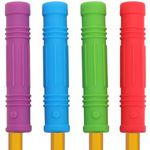 GORGECRAFT 4 Colors Silicone Pencil Toppers Cushions Grips Waterproof Chewable Painting Pen Grippers Holders Textured Writing Drill Pen Tools for Help Increase Focus Attention Relieve Stress