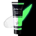 Artecho Glow in the Dark Paint, Neon Neutral Paint (120ml / 4.05oz) Tubes, Art Craft Paints for Canvas, Rock, Stone, Wood, Fabric, Art Supplies