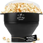 Zulay Microwave Popcorn Popper - BPA-Free Silicone Popcorn Popper Microwave Popcorn Bowl - Collapsible Microwave Popcorn Maker - Family Movie Night Supplies - Black
