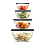 JoyJolt Kitchen Mixing Bowls - 8pc Glass Bowls with Lids Set – Neat Nesting Bowls - Large Mixing Bowl Set Batter Bowl - Cooking Bowls - Storage Bowls with Lids and Big Salad Bowl with BPA-Free Lids