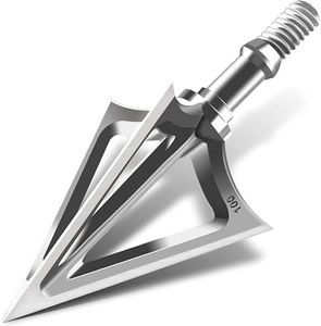 Bgary 100 Grain Hunting Broadheads,3 Blades,1-1/8" in Cut,420 Stainless Steel,Screw-in Arrow Tips for Crossbow & Compound Bow,12-Pack