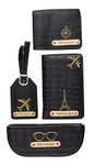 AICA Personalized Name & Charm Self-Textured Leather Wallet Men’s Combo Giftset (Black) | Birthday Anniversary Wedding Gifts for Men