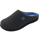 Ravelier Men's Two-Tone Memory Foam Slipper, Size 9.5-10.5 US Men, Dark Grey/Blue