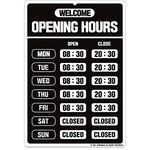 GEEKBEAR Business Hour Sign – Opening Hour Sign - Store Hours Sign – Hours of Operation Signs for Business – Open Sign with Hours – Store or Office Hours Sign Changeable (Black)