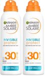 Garnier Ambre Solaire Invisble Protect Dry Mist SPF 30, fast absorbing, high UVA & UVB protection, water resistant, invisible finish, non-sticky sunscreen, 150ml (Pack of 2)
