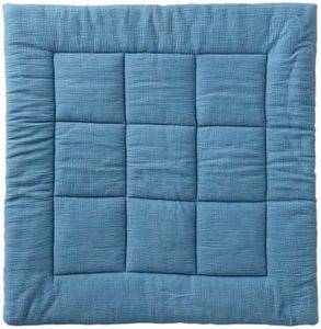 VERTBAUDET Tapis de Sol/Fond de Parc uni Gaze et Percale de Coton Indigo 100X100