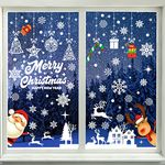 9 Sheet Christmas Window Stickers Christmas Decorations Window Clings Reusable Double Sided Christmas Window Decorations PVC Static Snowflake Window Stickers