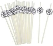 100 Pcs Paper Straws Baby Shower Straws Disposable Drinking Paper Straws for Baby Shower Decorations Birthday Party Supplies, 0.24 x 7.76 Inches (Disco Ball)