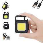 WINDFIRE Rechargeable Keychain Work Light, Mini COB Keychain Flashlight Super Bright Small COB Working Light, 4 Light Modes, Portable Waterproof Camping Light for Emergency, Car Repairing