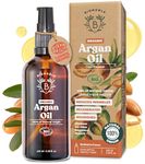 BIONOBLE Organic Argan Oil for Hair - Cold Pressed in Morocco - Nourishes, Repairs and Anti-Aging - 100% Pure Argan Oil for Skin, Face - Vegan, Hexane Free - Glass Bottle, Pipette and Pump - 100ml