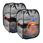 2 Pack Pop Up Mesh Laundry Hamper Basket for Dirty Clothes, Portable Handles Foldable to Easy Storage & Washable Design for Travel Home Use