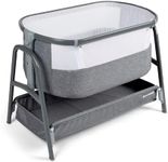 Ickle Bubba Bubba & Me Travel Cot with Mattress Included – Next to Me Crib & Adjustable Bedside Sleeper | Foldable Baby Cot with Foldable Mattress & Carry Bag | Space Grey