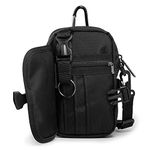 Zuphrie Small Crossbody Bag, Universal Phone Bag Pouch Mini Shoulder Bag with Key Hook Belt Clip Travel Outdoor Sports 6x10x18cm (WxLxH) (Black)