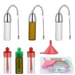 6 PCS Portable Spice Container, 1 PCS Plastic Box and 1 PCS Mini Glass Bottles with Spoon Moisture Proof Salt Powder Sniffer with Mini Funnel Vial for Outdoors Travel Camping