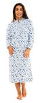 Nikaro Ladies Floral Nightdress Super Soft Thermal 100% Brushed Cotton Winceyette Nightie (16-18) Blue