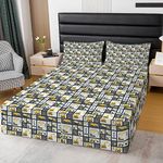 Feelyou Construction Sheet & Wrap Around Bed Skirt for Kids Boys Girls Excavator Crane Tractor Dust Ruffle Bedskirt 15 Inch Drop Heavy Machinery Pleated Bed Skirt for Full Bed with Split Corners