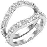 Dazzlingrock Collection 1.75 Carat (ctw) Round White Diamond Women Wedding Enhancer Guard Double Ring, Sterling Silver, Size 8.5