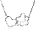 ONEFINITY Dog Necklace Sterling Silver Dog Paw Print Necklace Heart Pendant Jewelry Gifts for Dog Lover