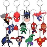 Tomicy 12 PCS Keychain for Boys Girls Kids Silicone Keyring Theme Birthday Party Supplies Party Bag Adults and Children Keychain