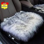 Sisha-A Sheepskin Seat Cushion Cover Winter Warm Natural Wool Car Seat Covers Universal Fit for Most Car, Truck, SUV, or Van Front Grey Tips