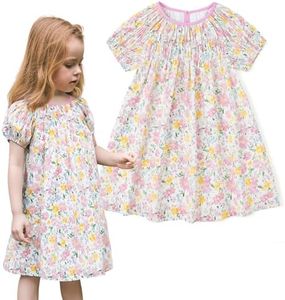 Simplee kids Baby Toddler Girls Fresh Floral Dress Toddler Girls Ruffled Casual Pink Dress Playwear Sundress for Summer 3T