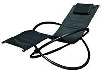 Schallen Garden & Outdoor Breathable Heavy Duty Steel Rocker Rocking Folding Lounger Chair with Pillow (Black)